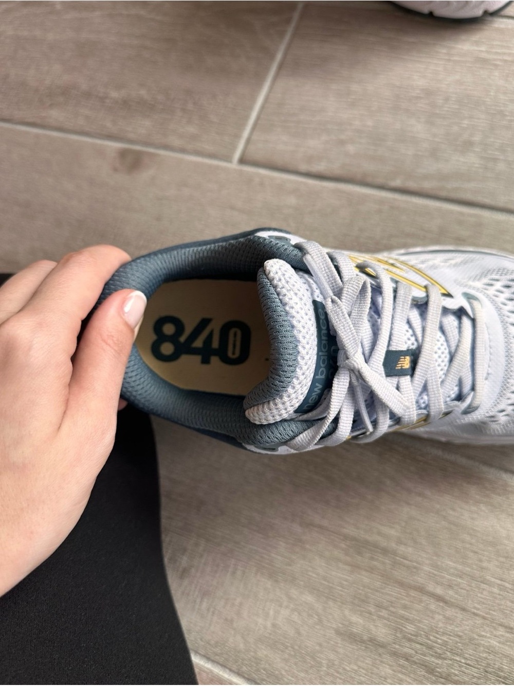 New Balance 840v5 Athletic Shoe in Light Gray, Navy & Yellow for Women’s - Picture 3 of 6